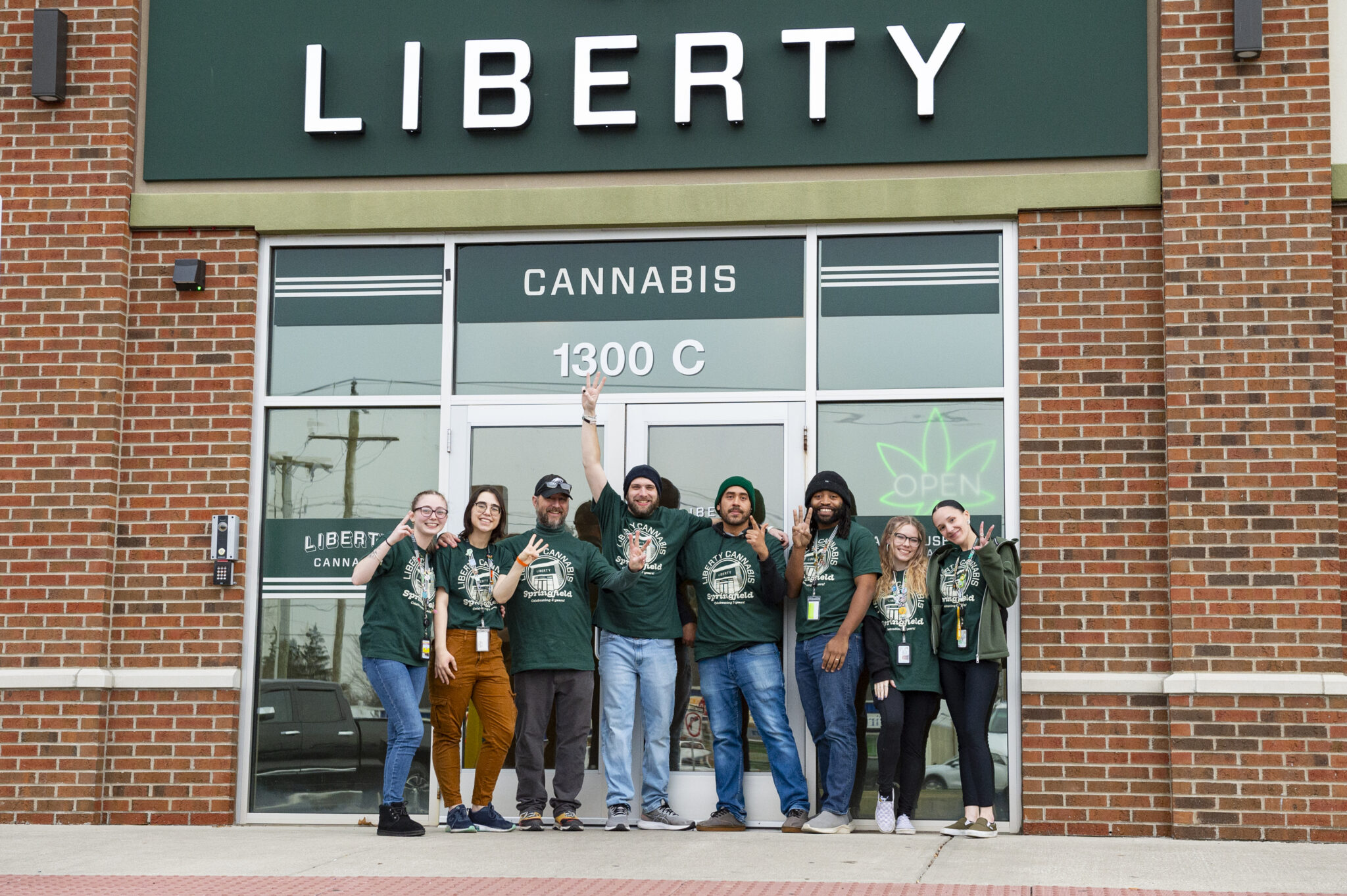Liberty Dispensary Springfield team outside the storefront