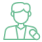 Green line icon of a medical person