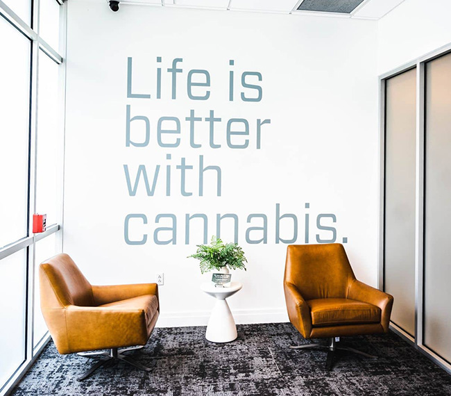 Liberty Beach Center dispensary back entrance view